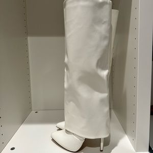 White Foldover stiletto boots